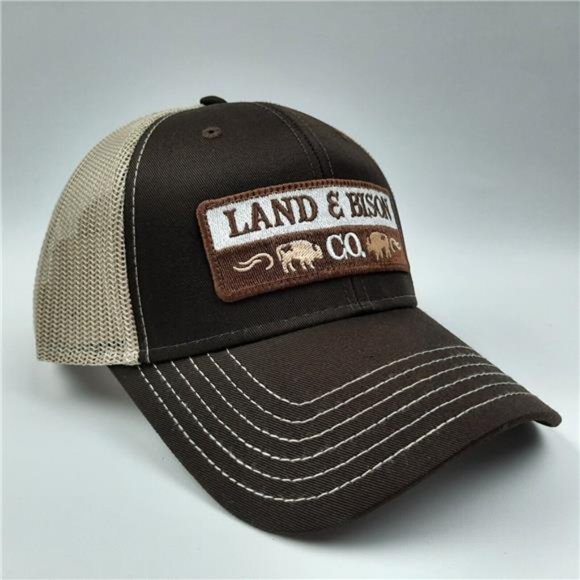 Other - Land & Bison Embroidered Patch Cap Hat Curved Bill Trucker Mesh Snapback Brown